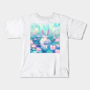 Water Rabbit Lotus Monet Kids T-Shirt